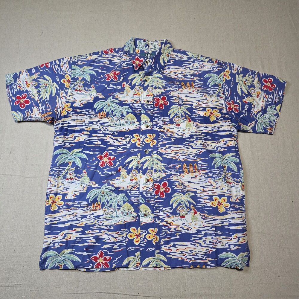 Vintage Big Dogs Mens Hawaiian Style Short Sleeve Shirt All Over Print Size S/M